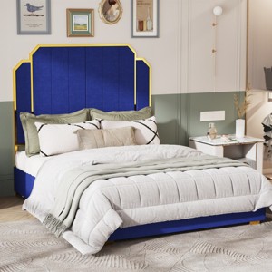 Platform Bed Modern Upholstered with Storage Drawers for Bedroom Queen Size - 3irtyhousy - 1 of 4