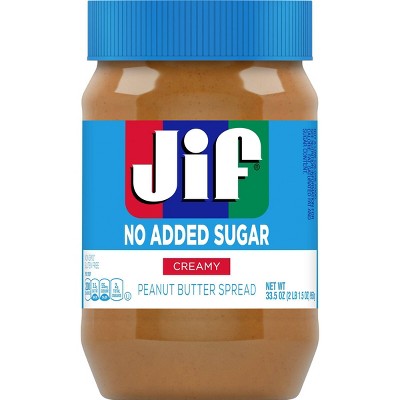 Jif No Added Sugar* Creamy Peanut Butter Spread - 33.5oz