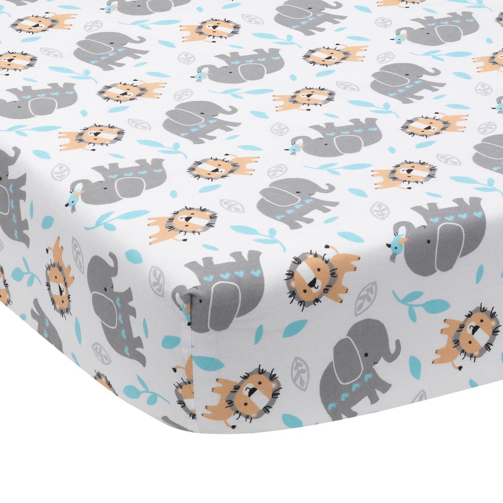 Photos - Bed Linen Bedtime Originals Baby Fitted Crib Sheet - Jungle Fun Elephant & Lion