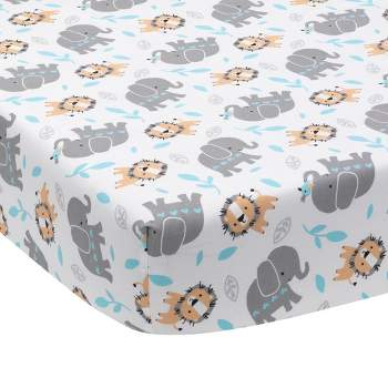 Bedtime Originals Baby Fitted Crib Sheet - Jungle Fun Elephant & Lion