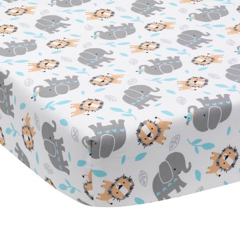 Elephant and Giraffe Safari Crib Sheet with Lion 52 x 28 inches New Rookie Humans 100% Cotton Sateen Fitted Crib Sheet: in The Savanna Standard Crib Size Use as a Photo Background 