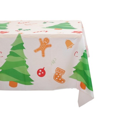 Unique Bargains Rectangular Table Cloth PE White Green 53.94"x107.87" 1 Pc