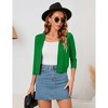 Clearlove Women's 3/4 Sleeve Open Front Cropped Cardigan Sweater Lightweight Knit Short Shrugs - 2 of 4