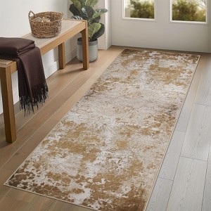 Coolmee Washable Area Rug Modern Abstract Rug Soft Non-Slip Non-Shedding Faux Wool Stain Resistant Floor Carpets for Living Room Bedroom - 1 of 4