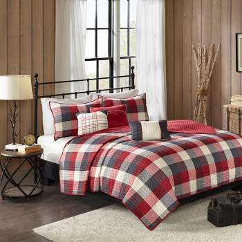 6pc Warren Herringbone Quilted Reversible Coverlet Set with Decorative Pillows - Madison Park