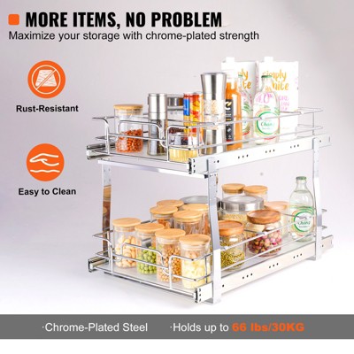 Chrome-Plated Steel 2-Tier Pull Out Cabinet Organizer