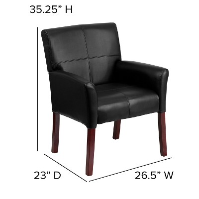 Black Leather Executive Side Chair with Mahogany Legs