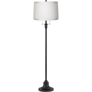 360 Lighting Dyna 58" High Black and White Grosgrain Drum Shade 2-Light Floor Lamp - 1 of 4