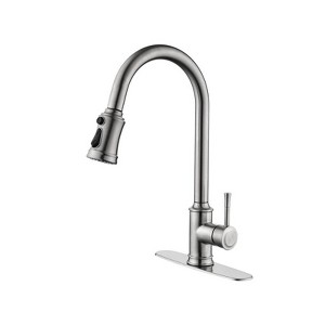 Yukimo Single Handle High Arc Pull Out Kitchen Faucet, Stainless Steel Kitchen Sink Faucet with Pull Down Sprayer - 1 of 4