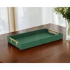 HomeRoots 16" Green Wood Wood Faux Shagreen Serving Tray With Handles - 2 of 4