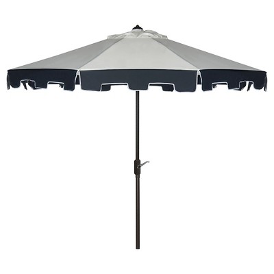 City Fashion 9' Patio Umbrella Natural/Navy - Safavieh