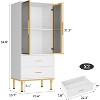 Modern Fluted Storage Cabinet with Glass Door and 2 Drawers, Adjustable Shelves, Gold Accents, MDF Build for Kitchen, Living Room, Office - 3 of 4