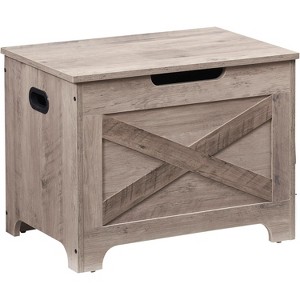 Storage Trunk, Barn Style Storage Chest with 2 Safety Hinges, Liftable top, Shoe Bench Retro Wooden, for Entryway, Bedroom, Living Room - 1 of 4