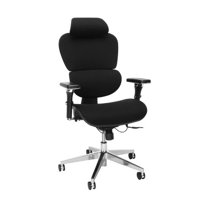 Ergo Fabric Upholstered Office Chair with Optional Headrest and Lumbar Support Black - OFM