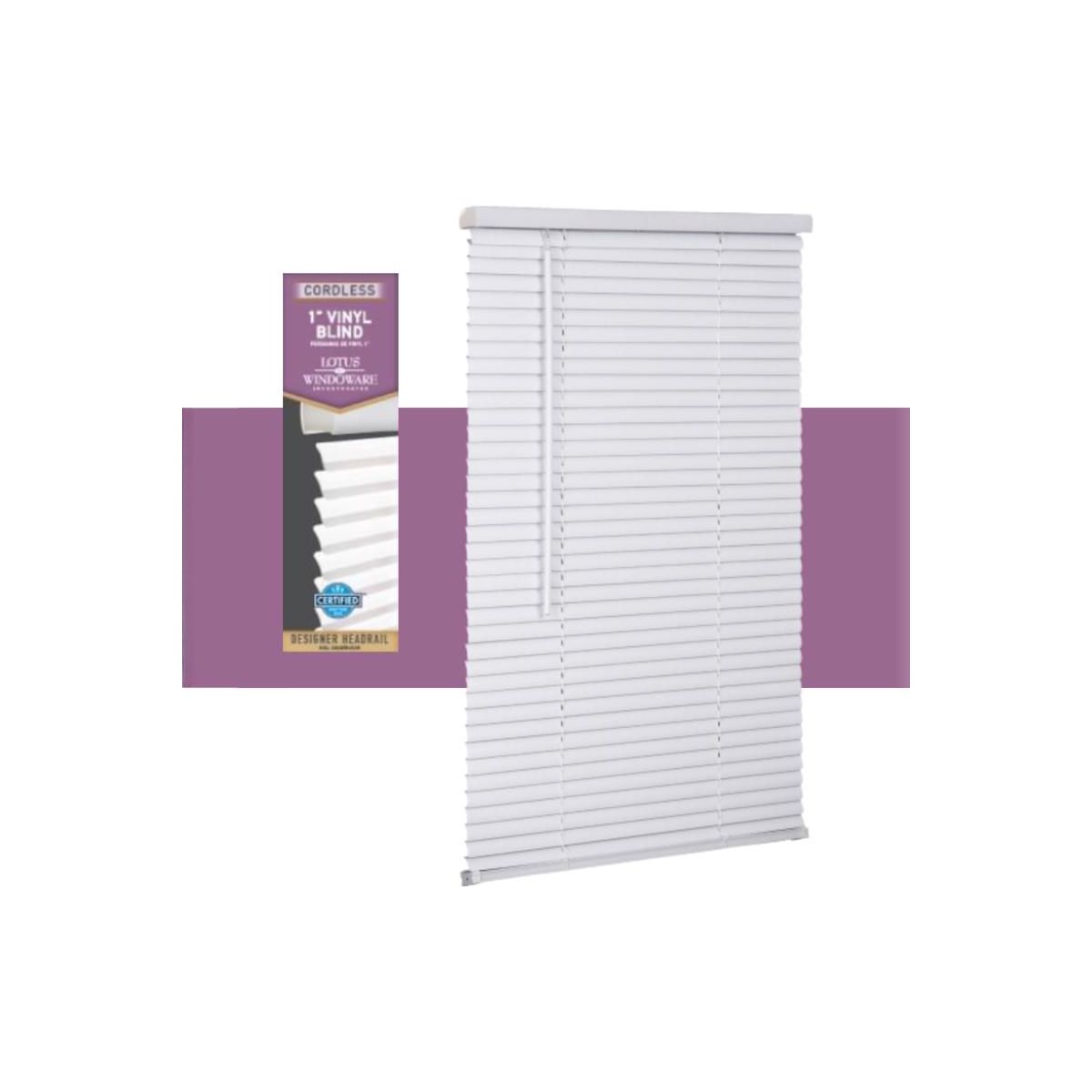 Living Accents Vinyl 1 in. Mini-Blinds 36 in. W X 72 in. H White Cordless