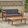 2-Piece All-Weather Wood Patio Conversation Set with Cushions, Loveseat and Coffee Table for Outdoor Deck or Small Backyard-The Pop Home - 2 of 4