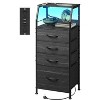 Dresser with 4 Drawers, Tall Nightstand and End Table with Charging Station, LED Light, Fabric Bins, Wood Shelf, USB Ports and Outlets - 2 of 4