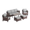 Sonkuki 6 Pieces Patio Sofa & Ottomans & Chair & Coffee Table Set, Conversation Couch with Sand Cushion - 2 of 4