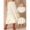 INSPIRE CHIC Women's Elastic High Waist Lace Trim Tiered Maxi Skirt - 2 of 4