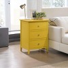 GlasFlength Nightstands Modern Three Drawer Bedside Table with Metal Handles Elegant Design for Bedroom Storage, Yellow, 19"*15"*25" - 2 of 4