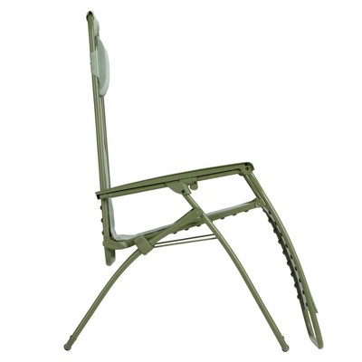 Moss Green Steel Frame Zero Gravity Lounger with Cushions