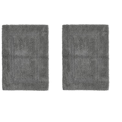 Lux Premium 100% Cotton Tufted Solid Reversible 2 PC Bath Rug Set – Ultra-Soft, Water-Absorbent, Durable, Machine Washable Bathroom Rug