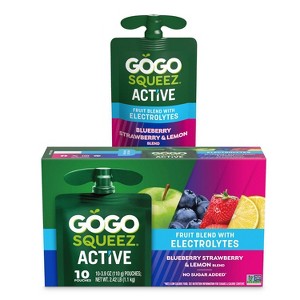 GoGo SqueeZ Active Fruit Blend with Electrolytes Variety Pack, Blueberry Strawberry & Lemon Fruit - 3.9oz/10ct - 1 of 4