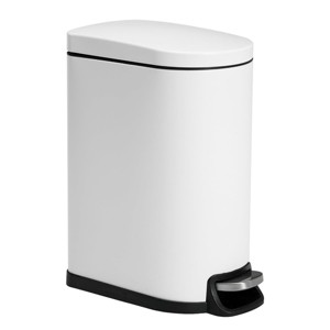 SEVOBAL Trash Can Kitchen Garbage Can Trash Cans Rectangle Stainless Steel with Soft Close Lid Step Foot Pedal Bathroom Toilet, White, 19"*14"*9" - 1 of 4