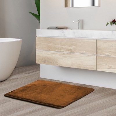 Chocolate Brown Velvet Memory Foam Bath Rug with PVC Backing
