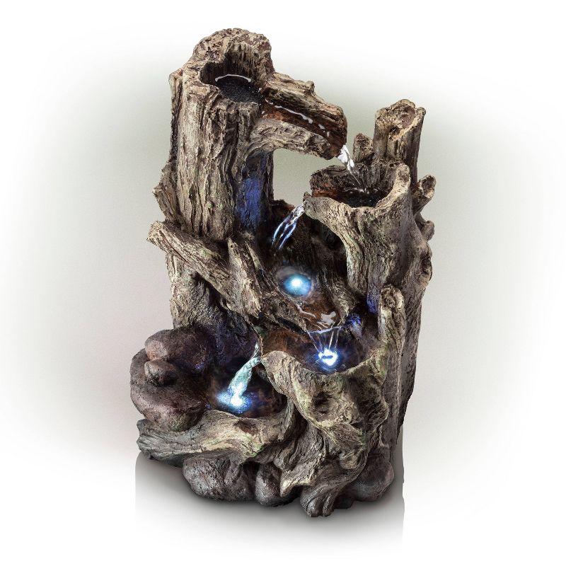 14&#34; Resin 5-Tiered Rainforest Tree Trunk Tabletop Fountain Brown - Alpine Corporation, 6 of 8