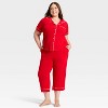 Women's Cloud Knit Modal Short Sleeve Notch Collar Top and Capri Pants Pajama Set - Auden™ - 3 of 3