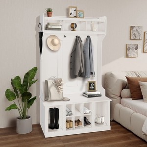 GustoWave Entryway Hall Tree with Top Shelf and Storage Cabinet - 1 of 4