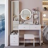 FONTOI Vanity Table with Cushioned Stool&Full Body Mirror Cabinet, Dressing Desk with Large Desktop, White, 14.2"*63"*43.3" - 2 of 4