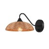 Globe Electric 1-Light Matte Black Plug-In or Hardwire Wall Sconce with Blonde Paper Twine Shade - 2 of 4