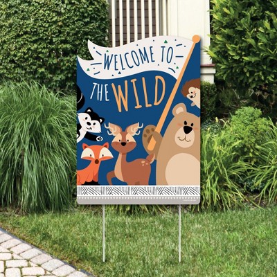 Big Dot of Happiness Stay Wild - Forest Animals - Party Decorations - Woodland Baby Shower or Birthday Party Welcome Yard Sign