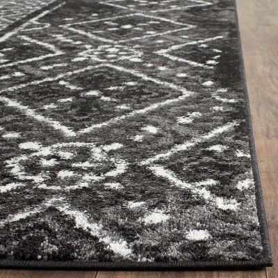 Adirondack Black and Silver 8' Square Area Rug