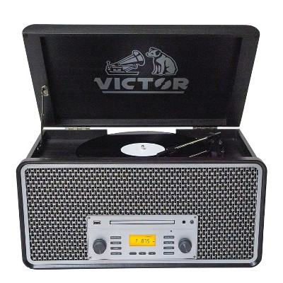 Graphite Wood 8-in-1 Music Center with Bluetooth and Turntable