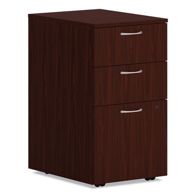 HON Mod Mobile Pedestal, Left or Right, 3-Drawers: Box/Box/File, Legal/Letter, Traditional Mahogany, 15" x 20" x 28"
