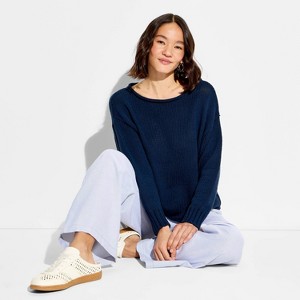 Women's Off the Shoulder Sweater - Wild Fable™ Navy Blue M : Target