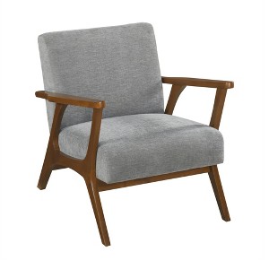 Chenille Upholstered Accent Armchair with Plush Seat Cushion and Chestnut Finish Frame - 1 of 4