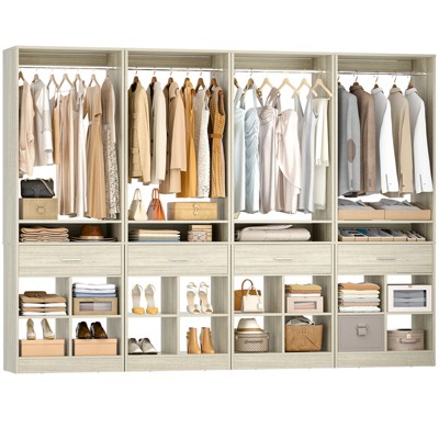 Aheaplus 80'' H Freestanding Closet Organizer with Hanging Rod, Clothes Garment Rack with Drawer and shelves