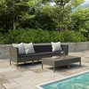 vidaXL 6 Piece Outdoor Patio Lounge Set, Comfortable Poly Rattan Furniture, Powder-Coated Steel Frame, Deep Seating with Cushions and Tea Table - Gray - 2 of 4