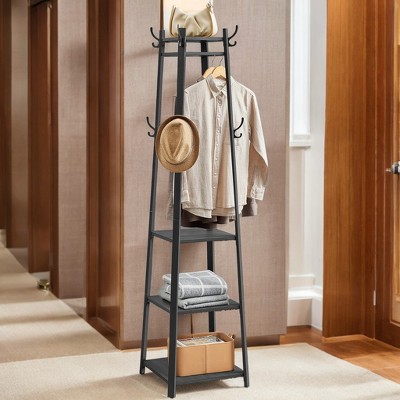 Industrial Style Coat Rack With Shelves And Hooks - Free-standing Hall ...