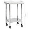 vidaXL Kitchen Work Table with Wheels, 23.6"x23.6"x33.5" Stainless Steel - 2 of 4