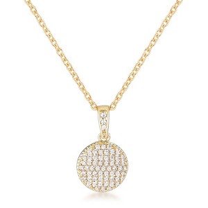 ShineHigh Pave CZ Disk Pendant Necklace – Dazzling Cubic Zirconia in Goldtone, Rose Goldtone, or Rhodium Finish with Matching Chain - 1 of 1