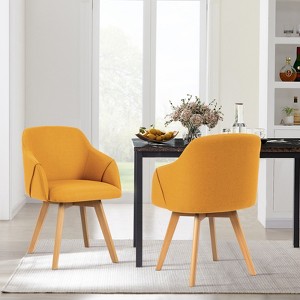 Bekrvio Swivel Dining Chairs with Arm Set of 2 - Modern Linen Upholstered Accent Desk Chairs with Beechwood Legs for Kitchen,Living Room - 1 of 4