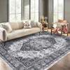 Faux Wool Vintage Printed Area Rug with Non Slip Backing Machine Washable Stain Resistant  Soft  Accent Carpet for Indoor Places - 2 of 4