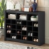 MAYEERTY Sleek 24 Shoe Cubby Console, Modern Shoe Cabinet Curved Base Versatile Sideboard, Black - 2 of 4