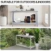 VINGLI 49in Solid Wood Outdoor Console Table, 2-Shelf Wooden Outdoor Accent Plant Table Multifunctional Buffet Bar Storage Organizer  (Gray) - 4 of 4