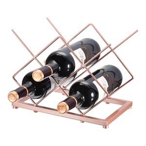 Unique Bargains Countertop Freestanding Geometric Design Space-Saving Wine Rack - 1 of 4